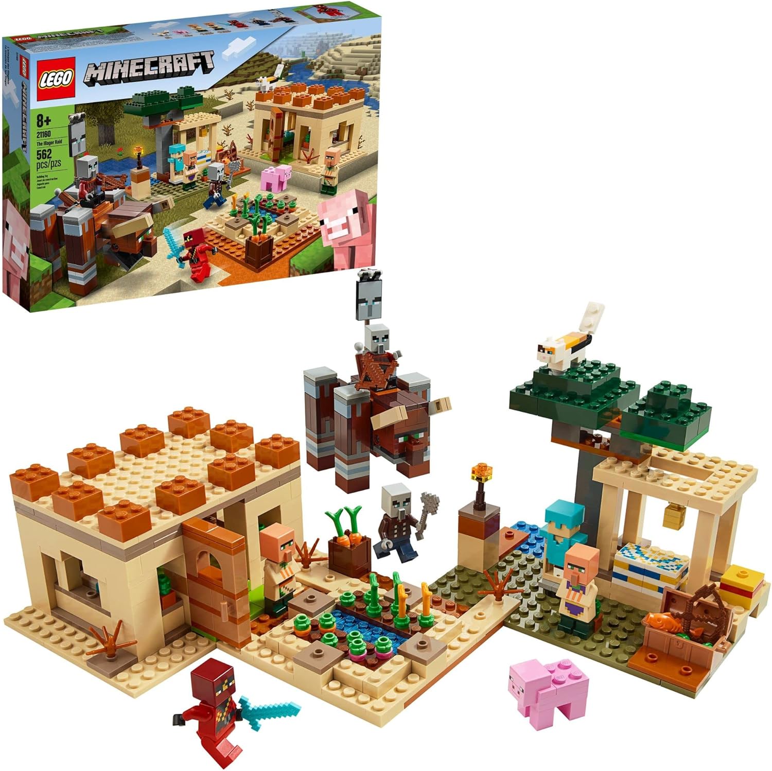 LEGO Minecraft The Illager Raid 21160 Building Toy Set Gift for Boys and Girls who Love Minecraft and Kai (562 Pieces)