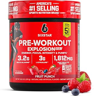Six Star Pre-Workout Powder for Men & Women, Fruit Punch, 30 Servings