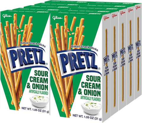 Glico Pretz Sour Cream & Onion, 1.09 oz (Pack of 10)