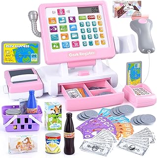 PLAY Kids Cash Register Toy for Pretend Play with Calculator & Microphone