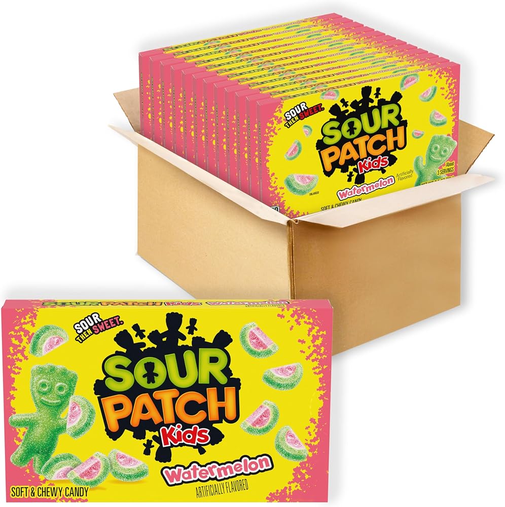 SOUR PATCH KIDS Watermelon Soft & Chewy Gummy Candy, Bulk Candy, 12 Boxes