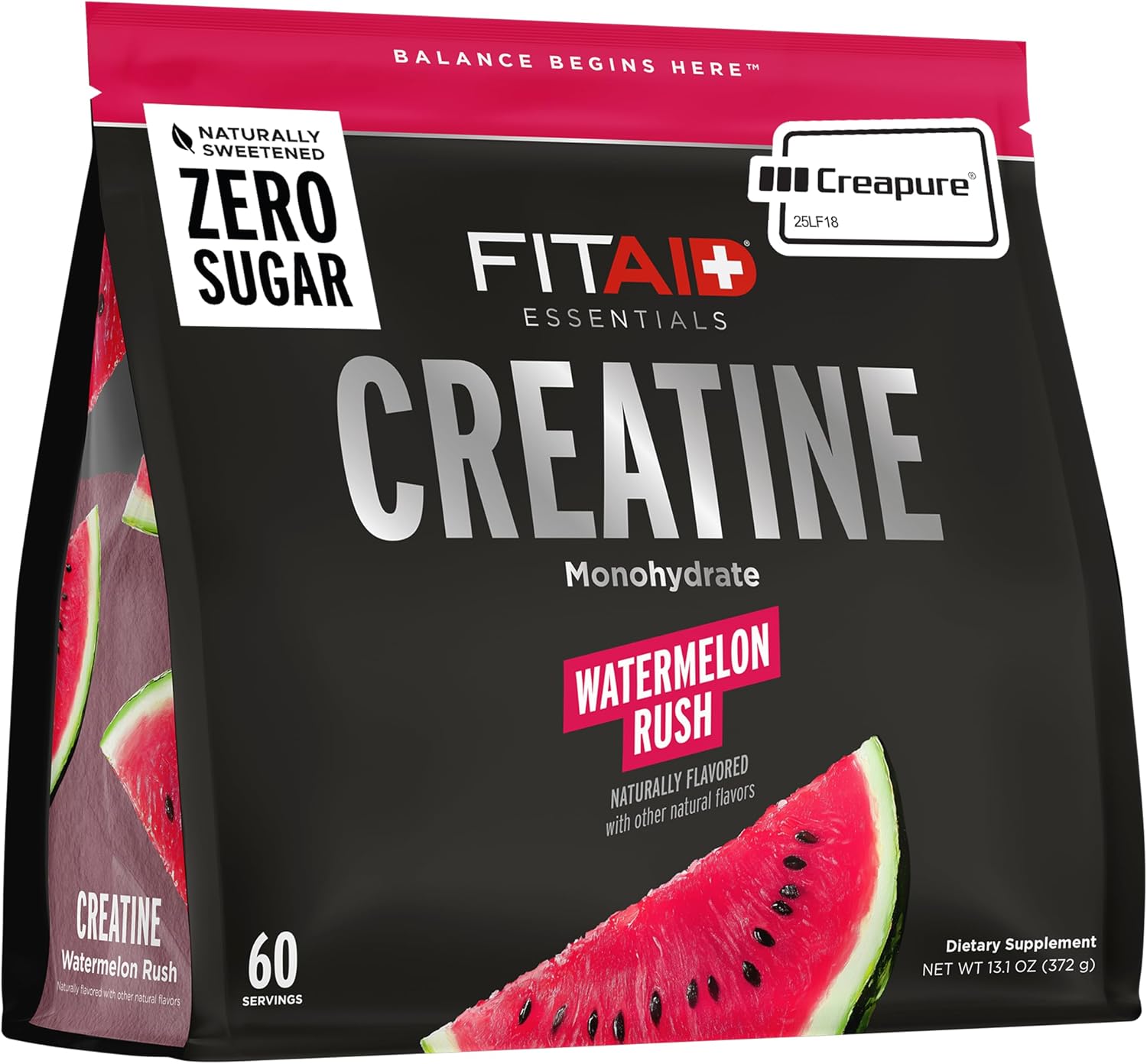 FITAID Creatine Powder, CreaPure Watermelon Rush (60 Servings)