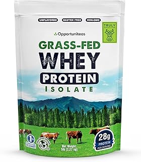 Opportuniteas Unflavored Grass Fed Whey Isolate Protein Powder, 5 lb