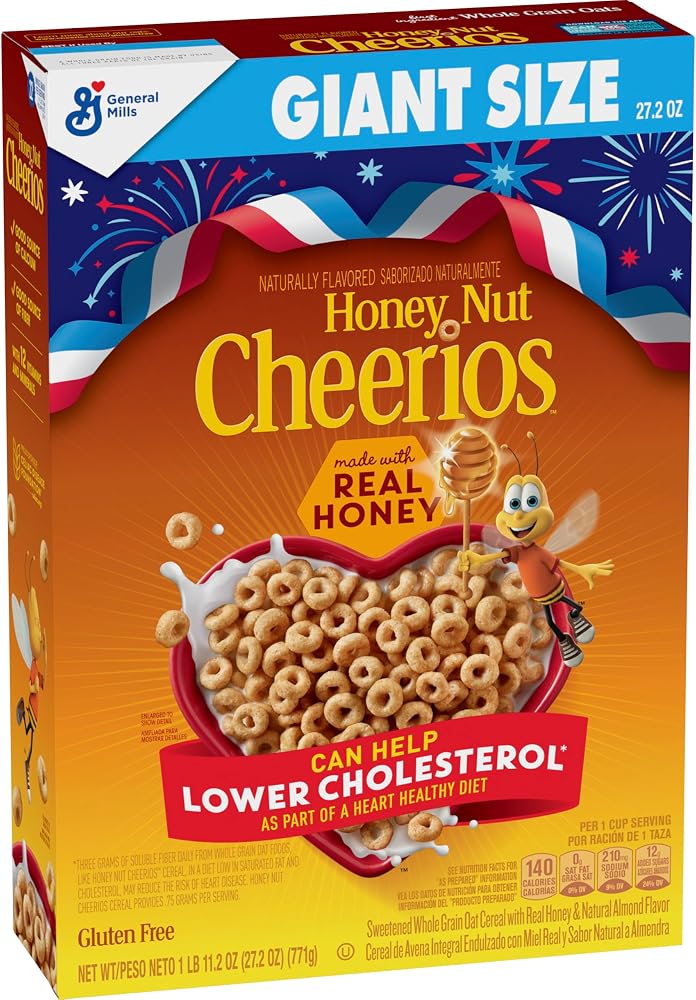 Cheerios Honey Nut Breakfast Cereal, Heart Healthy, Gluten Free, 27.2 oz - Personal Care