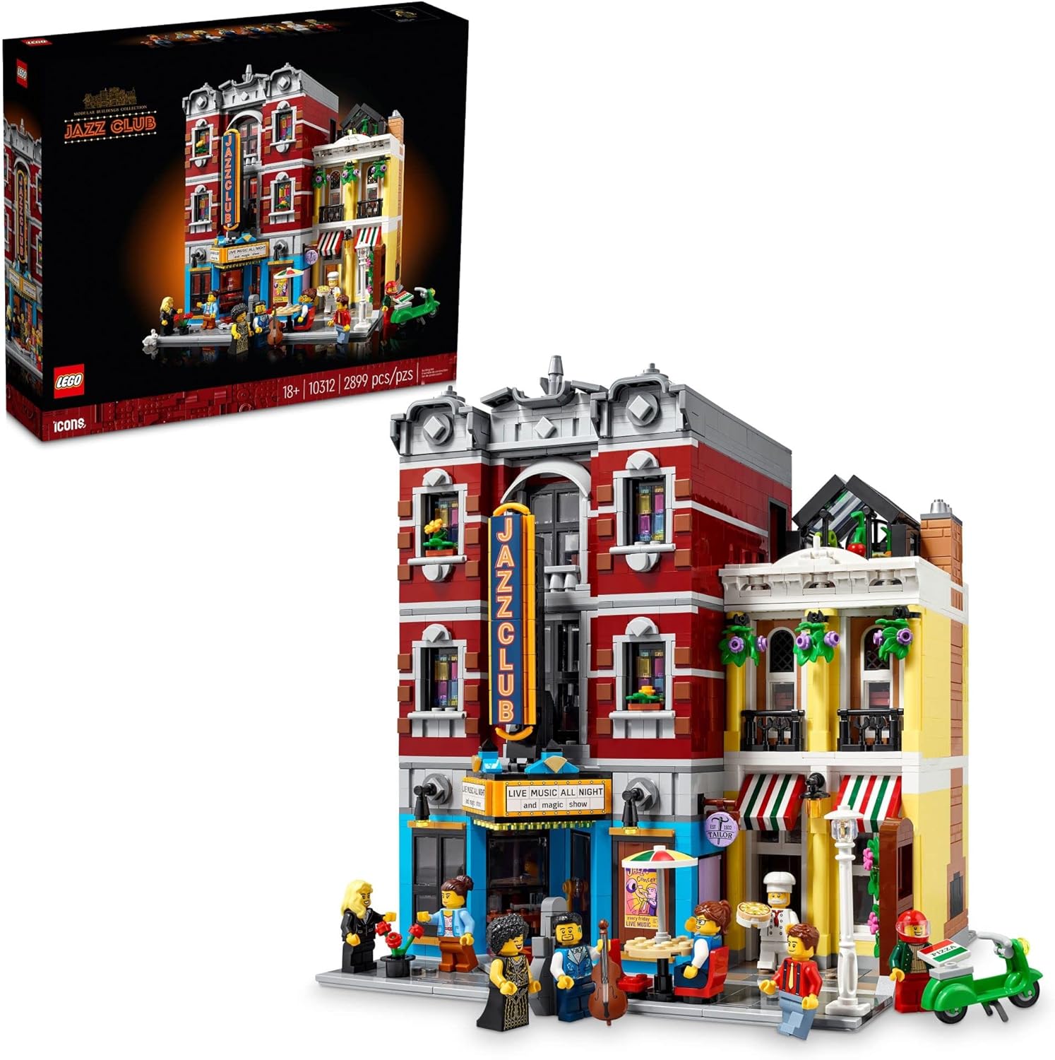 LEGO Icons Jazz Club 10312 Building Set for Adults and Teens, A Collectible Gift for Musicians, Music Lovers, and Jazz Fans, Includes 5 Detailed Rooms Within The Music Venue and 8 Minifigures
