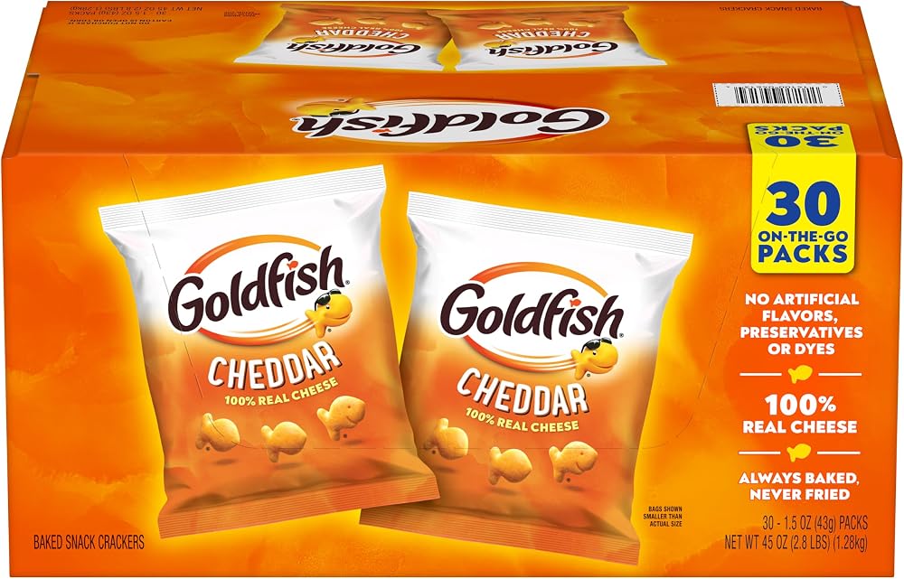 Goldfish Cheddar Crackers, 1.5 oz. Snack Packs, 30 Count