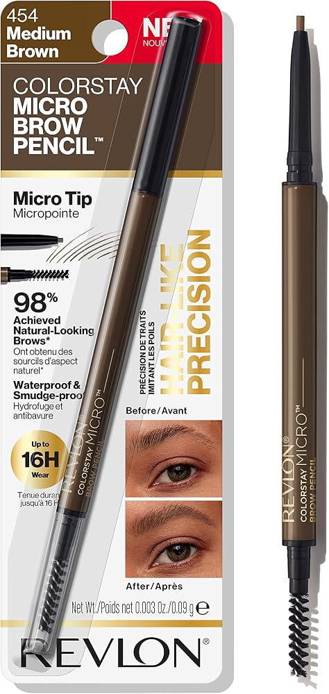 Revlon ColorStay Micro Brow Pencil, 454 Medium Brown, 0.003 oz