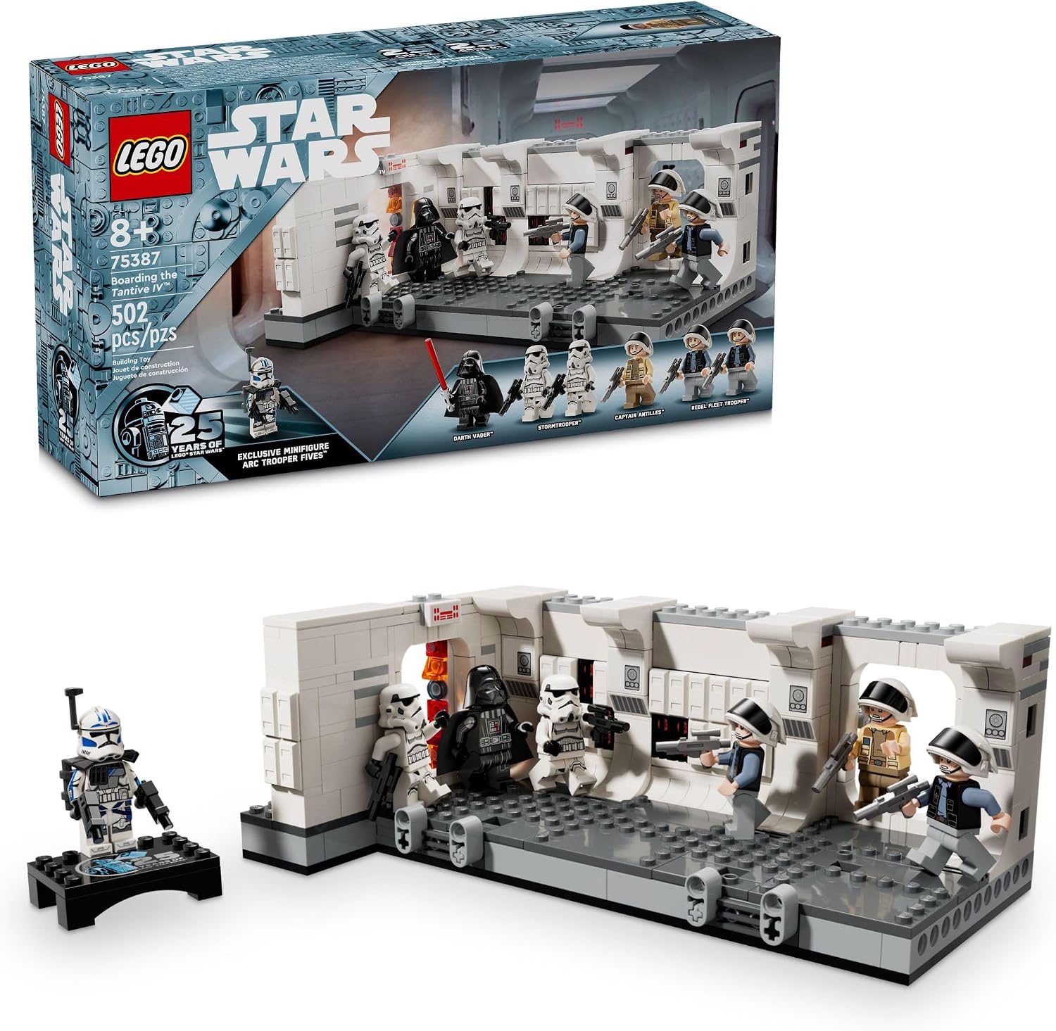LEGO Star Wars: A New Hope Boarding the Tantive IV Fantasy Toy, Collectible Star Wars Toy with Exclusive 25th Anniversary Minifigure Clone Trooper Fives, Gift Idea for Kids Ages 8 and Up, 75387