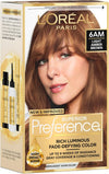 L'Oreal Paris Superior Preference Luminous Fade-Defying Permanent Hair Color, Hair Dye For Up to 9 Weeks of Radiance, Light Amber Brown 6AM, 1 Hair Dye Kit
