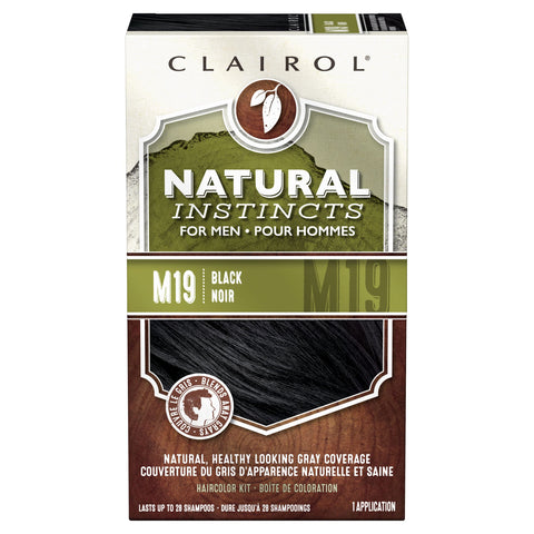 Clairol Natural Instincts Semi-Permanent Hair Dye for Men, M19 Black, Pack of 1
