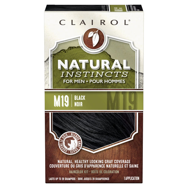 Clairol Natural Instincts Semi-Permanent Hair Dye for Men, M19 Black Hair Color, Pack of 1