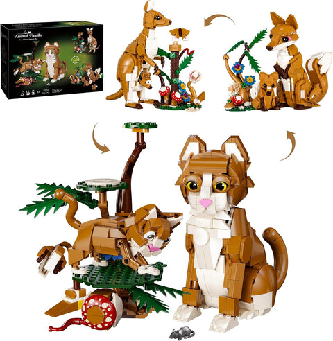 Creator 3 in 1 Animal Building Set, 1038 PCS Cat Fox Kangaroo