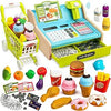 Wooden Cash Register for Kids with Shopping Cart Kid Cash Register with Scanner Gift for Kid Age 3 4 5 6 7 8 9 Year Old Pretend Play for Toddlers Toys for 3-12 Year Old Kids
