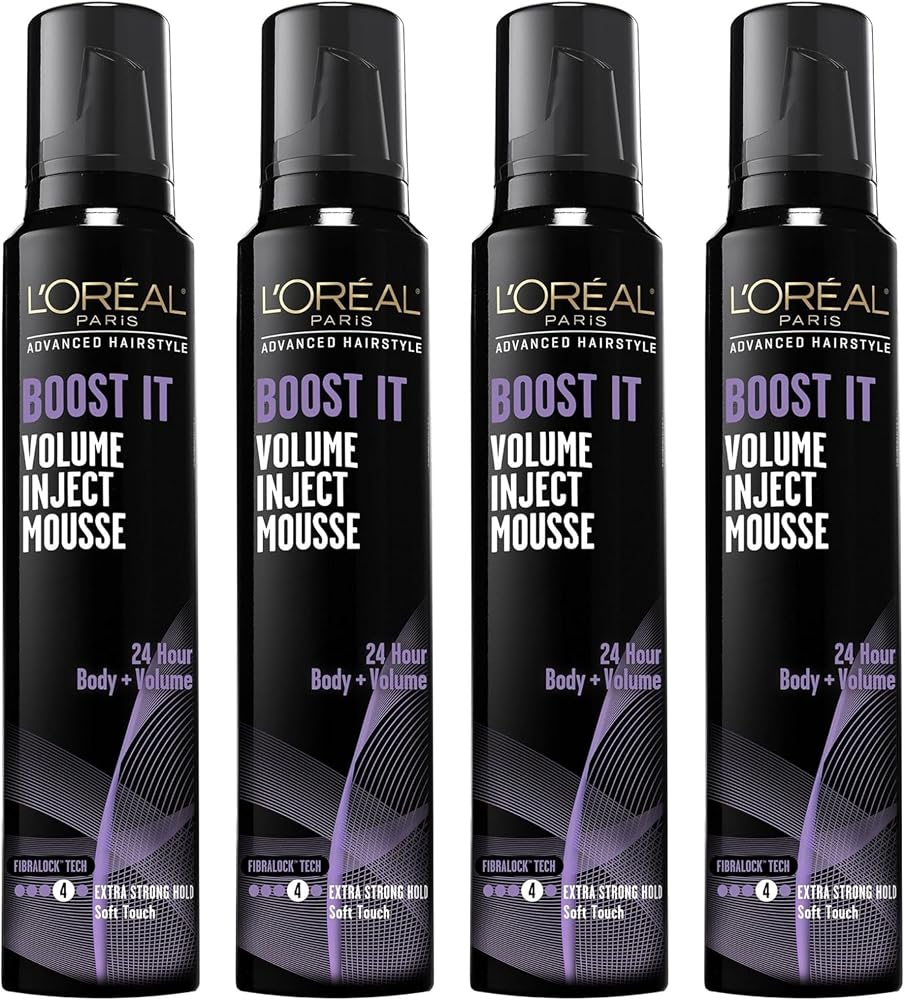 L'Oreal Advanced Hairstyle/Paris - Boost It Volume Inject Mousse - Extra Strong Hold - Net Wt. 8.3 OZ (235 g) Per Can - Pack of 4 Cans - Personal Care
