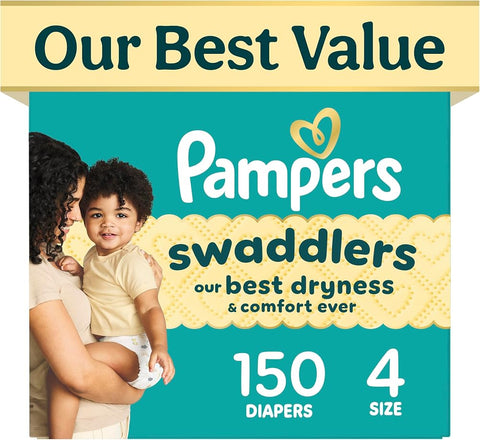 Pampers Swaddlers Diapers, Size 4 (15-34 lbs), , Fragrance Free, Hypoallergenic, Absorbent, Pediatrician Recommended, Skin Safe - Perfume - Beauty
