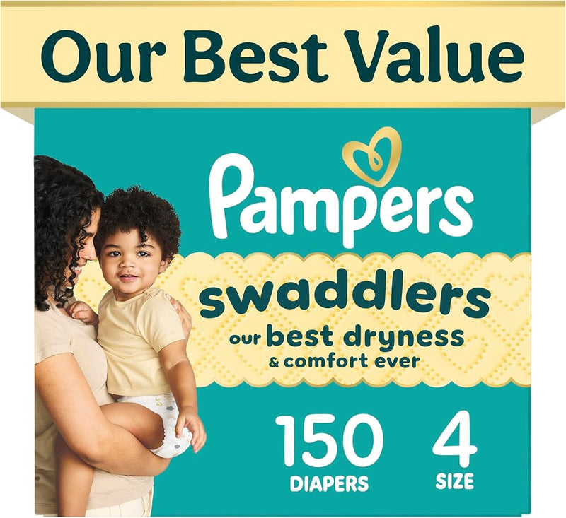 Pampers Swaddlers Diapers, Size 4 (15-34 lbs), , Fragrance Free, Hypoallergenic, Absorbent, Pediatrician Recommended, Skin Safe - Perfume - Beauty