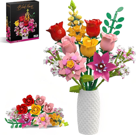 Flowers Bouquet Building Set, 765PCS Wildflower Botanical Collection Kit, Artificial Plant Floral Toy for Adults Women Kids Girls, Home Office Decor Gift for Christmas, Valentine's Day, Mother's Day