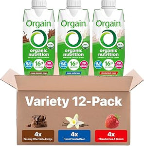 Orgain Organic Grass Fed Dairy 16g Protein Shake, Variety Pack, 11oz, 12pk