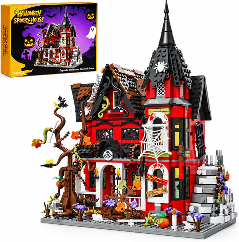2026 Halloween Haunted House Building Blocks Set 1249 PCS Spooky Mansion Decor Model Kit Horror Village Town Castle Architecture for Adults Teens Creative Gift Idea