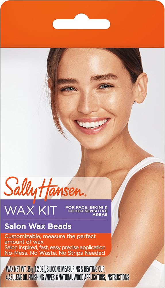 Sally Hansen Salon Wax Beads Kit | Hair Removal for Face & Bikini | No Waste, No Strips | Complete Home Waxing Kit