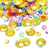 Hanaive 150 Pcs Plastic Pirate Gold Coins Fake Gems Set,Retro Style,Gold