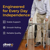 Drive Medical Two-Button Folding Walker with Wheels, Height Adjustable - Image 2