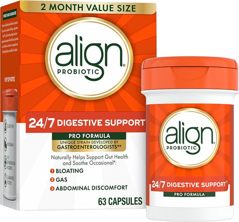 Align Probiotic, Pro Formula, Probiotics for Women and Men, Probiotics for Digestive Health, Men and Womens Probiotic Capsules Help Relieve Occasional Bloating & Gas*, 63 Capsules