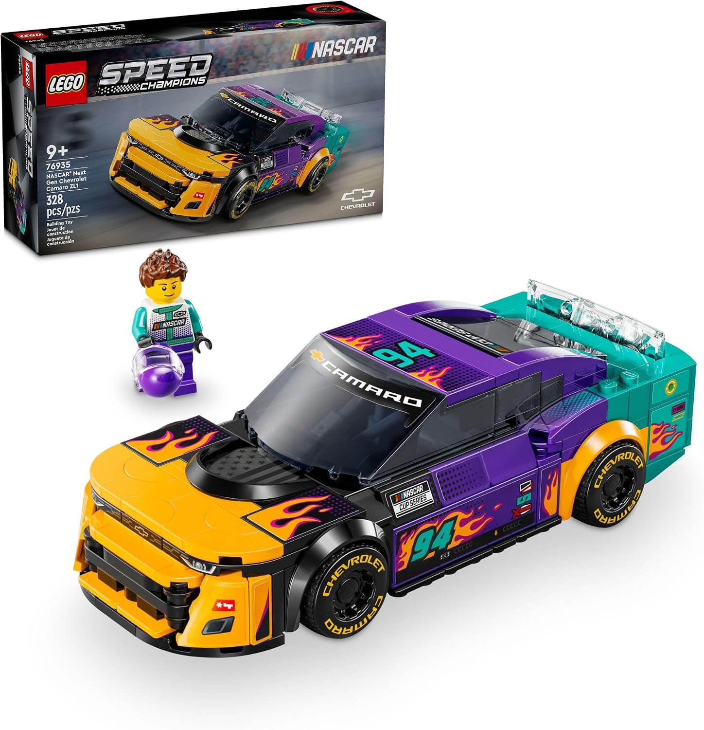 LEGO Speed Champions NASCAR Next Gen Chevrolet Camaro ZL1, Model Racecar Building Set, NASCAR Collectible Racing Toy for Kids Ages 9 and Up, 76935