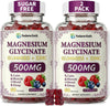 (2 Pack) Magnesium Glycinate Gummies 500mg with Zinc for Women & Men | Supports Calm, Muscle Relaxation & Daily Stress Relief | High Absorption Chelated Magnesium | Zero Added Sugar | 120 Gummies