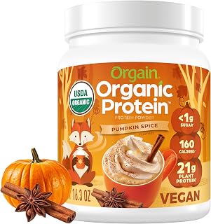 Orgain Organic Vegan 21g Protein Powder, Pumpkin Spice, 1.02 lb
