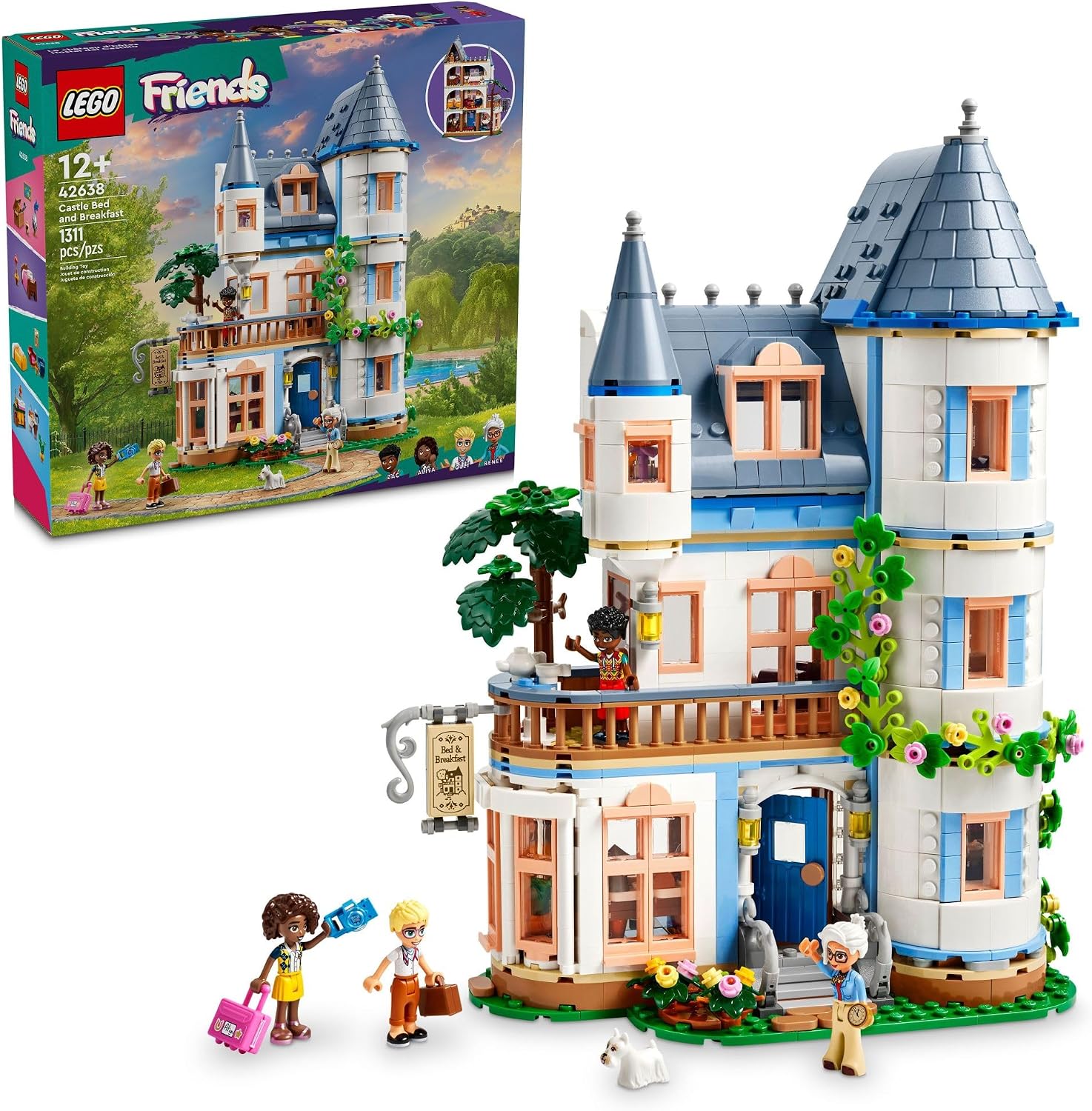 LEGO Friends Castle Bed and Breakfast Hotel Building Toy - Pretend Play Toy Figures & Playsets for Girls & Boys, Ages 12+ Years - Gift for Kids W/Mini-Dolls - 42638