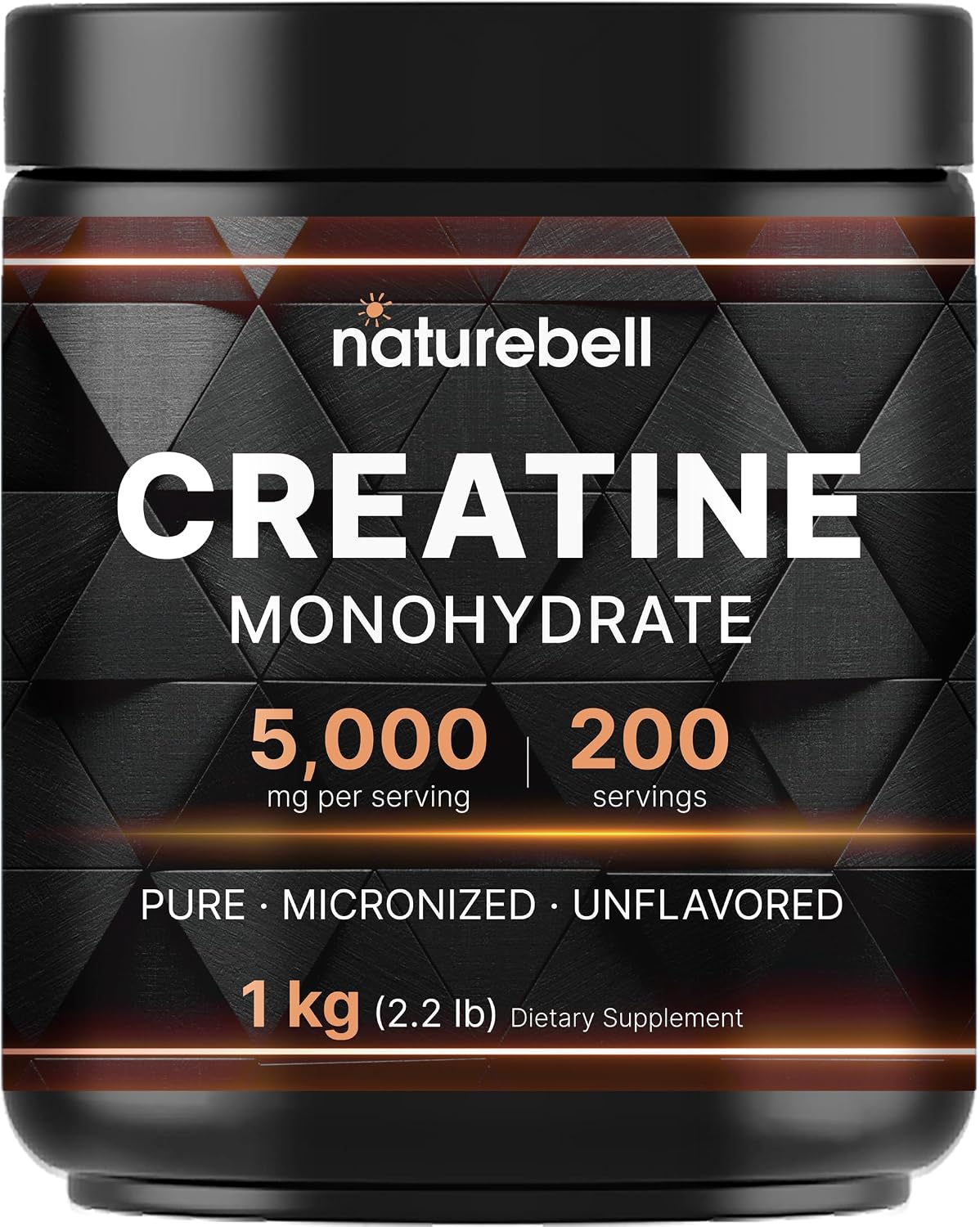 NatureBell Micronized Creatine Monohydrate Powder, 200 Servings (1kg/2.2lb)