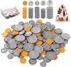 Quiet Flower Learning Pretend Play Coin, Copy Pretend Coins Toys for Kids, Prop Fake Coins and Banking Play Toys Set(200pcs)