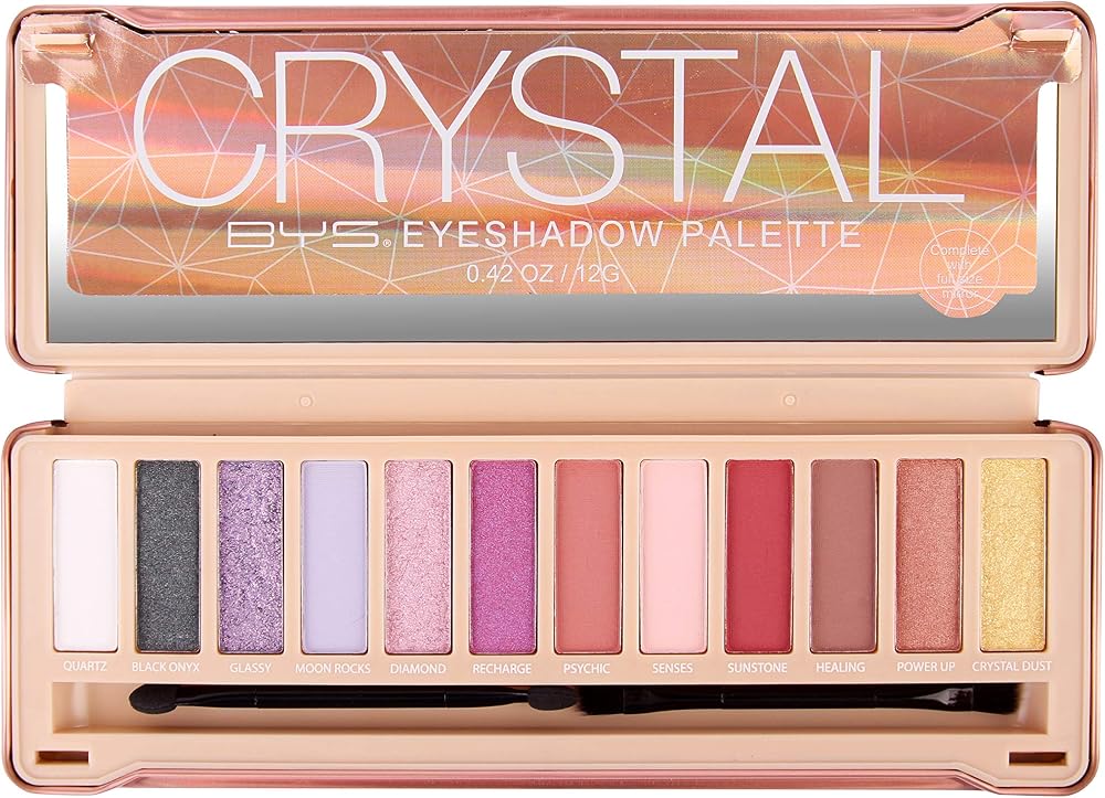 BYS Women's 12-Piece Eye Shadow Palette, Easy Blendable Eye Pigments with Applicator, Crystal
