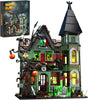 iATOM Haunted House Building Set with Lights, Halloween Mansion Building Toy for Adults, Gift for Christmas, Horror Village Town Architecture Include Pumpkin Skeleton Spooky Bat Cat, F-C9987