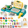 Cash Register Toy for Kids,Toddler Pretend Play Store with Real Calculator,Scanner,Play Food, Money & Credit Card,Supermarket Checkout Set, Math Skills Learning Toys,Birthday Gift for Boys Girls-Green