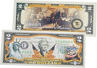 Declaration of Independence 250th Anniversary Collectible $2 Bill | Independence Day 2 Dollar Bill Uncirculated Commemorative Coin Collectibles Replica