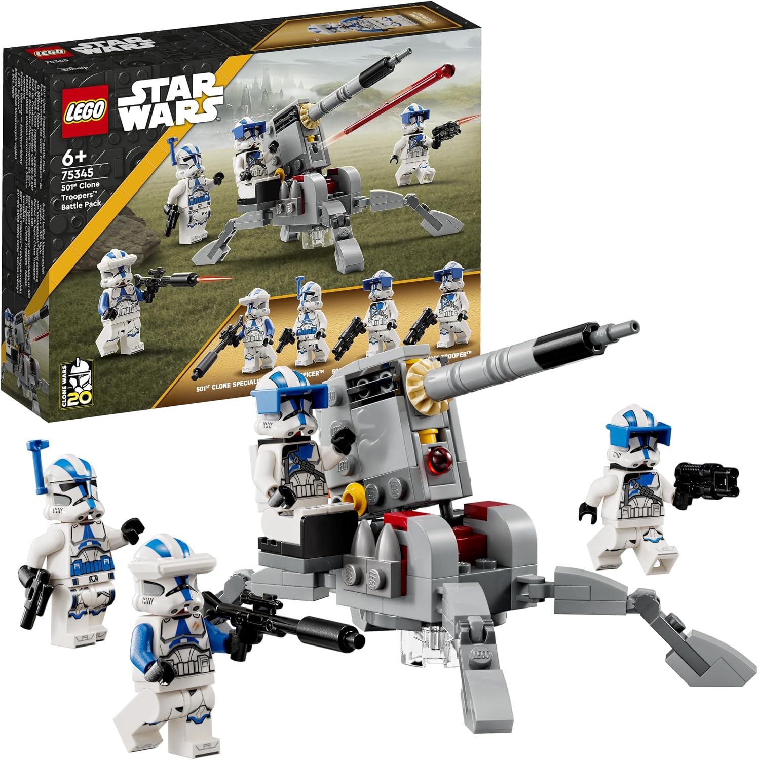 Lego Star Wars 75345 501st Legion Clone Troopers Battle Pack - Collector's Building Game - Canon AV-7 & 4 Minifigures - Gift for Boys Aged 6+ & Clone War Fans