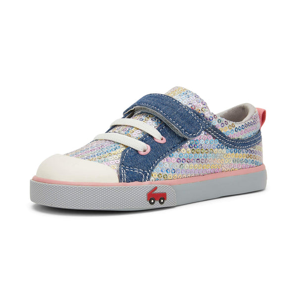 See Kai Run - Kristin Sneaker for Little Kids, Chambray/Sequins, Toddler 8