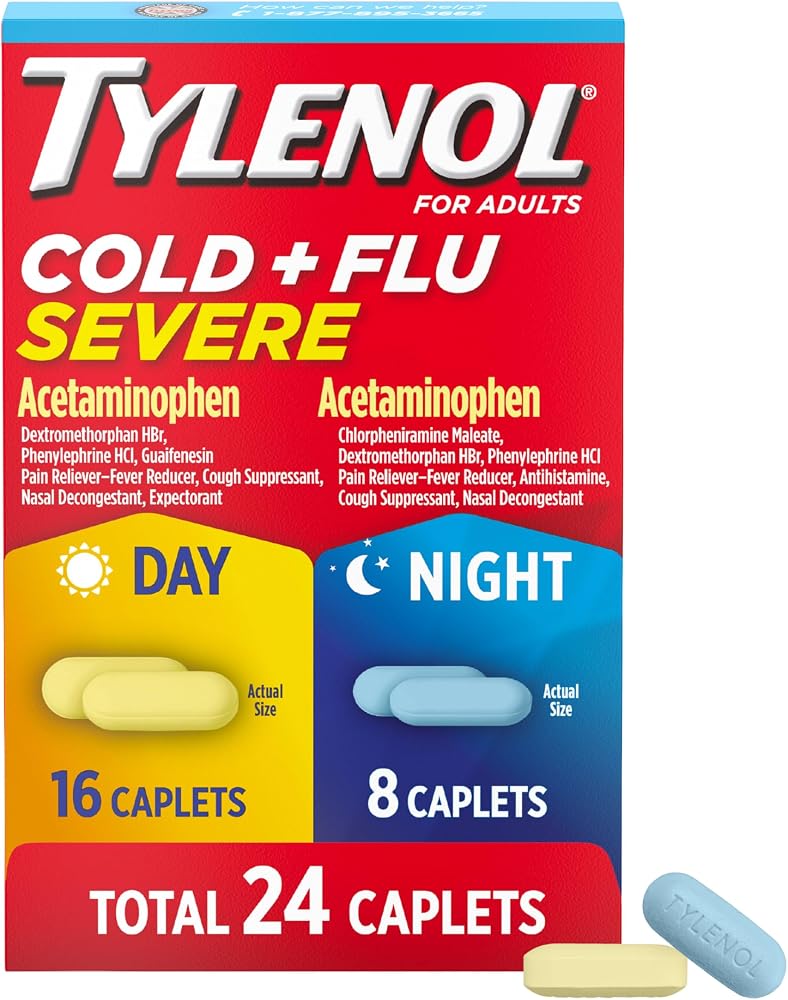 Tylenol Cold + Flu Severe Day & Night Caplets, Combo Pack, 24 Ct - Personal Care