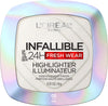L'Oreal Paris Infallible Up to 24HR Highlighter, Longwear Powder Highlighter For All Day Glow, Icy Gold, 0.31 Oz - Personal Care