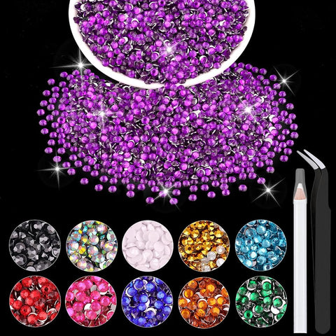 4000PCS 4mm Resin Dark Purple Rhinestones in Bulk (Dark Violet), Bedazzling Flatback Crystals for Crafts DIY Nail Decoration, Gems for Tumbler Shoes Clothing Fabric
