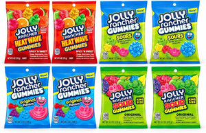 Big TOP DEALS USA JOLLY RANCHER Gummies Variety Gift Bundle, 8 Bags with 2 Heat Wave, 2 Sours, 2 Original Flavors, 2 King Size Sour Gummies and Blue Gift Bag