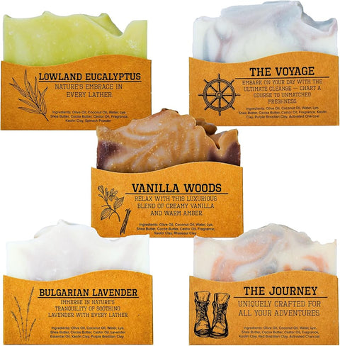Compasssoap Natural Bar Soap for Women & Men | Skin-Friendly, Hand Made Soap Bar Gift Set | Best Exfoliating and Cleansing Bar Soap for Men & Women | 5 Oz. Variety Pack of 5