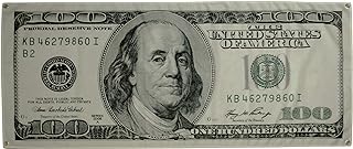 Motivational 100 Dollar Bill Large Life Size Money Flag Backdrop - Man Cave Wall Decorations Benjamin Franklin Mens Bedroom Accessories - Frat House Living Room Flag 2X5 Cool Flag for Guys Home Office Decor