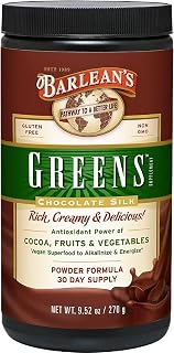 Barlean's Chocolate Greens Powder, Superfood Drink Mix, Vegan, 9.52oz