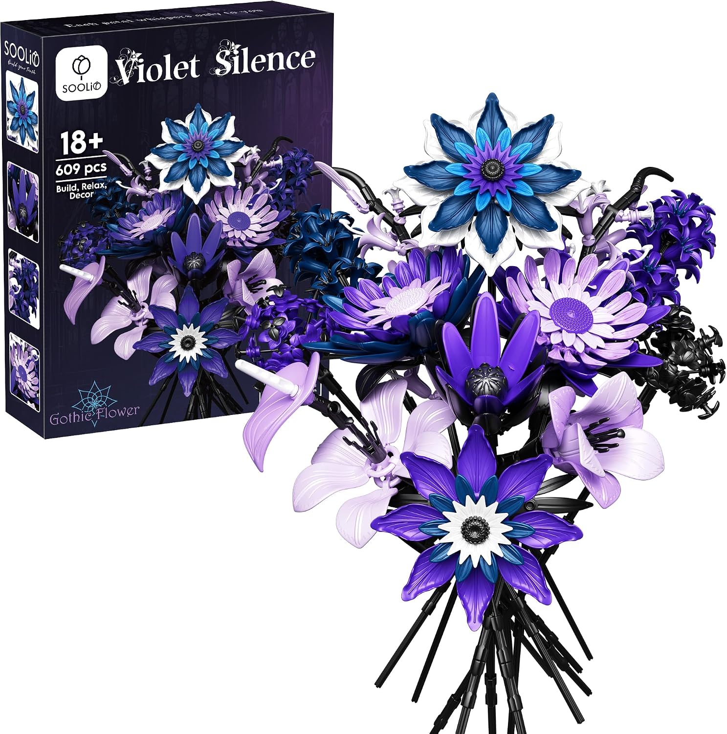 Dahlia Flower Bouquet Building Set for Adult, Gothic Gifts for Women