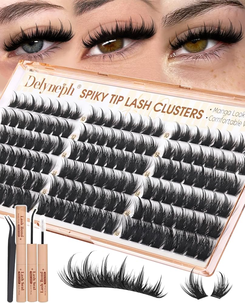 Natural Lash Clusters Wispy Eyelash Clusters Clear Band Cluster Eyelash Extensions C Curl pestañas postizas naturales Lash Extensions for Clean Makeup Individual Lashes by Delyneph(10-16mm)