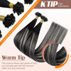 Sunny Hair 20 Inch Ktip Human Hair Extensions Black Roots Silver Grey - Image 2