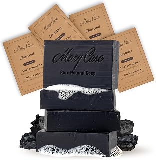 Mary Case Activated Charcoal Bar Soap Set of 4 - for Men & Women - Personal Care